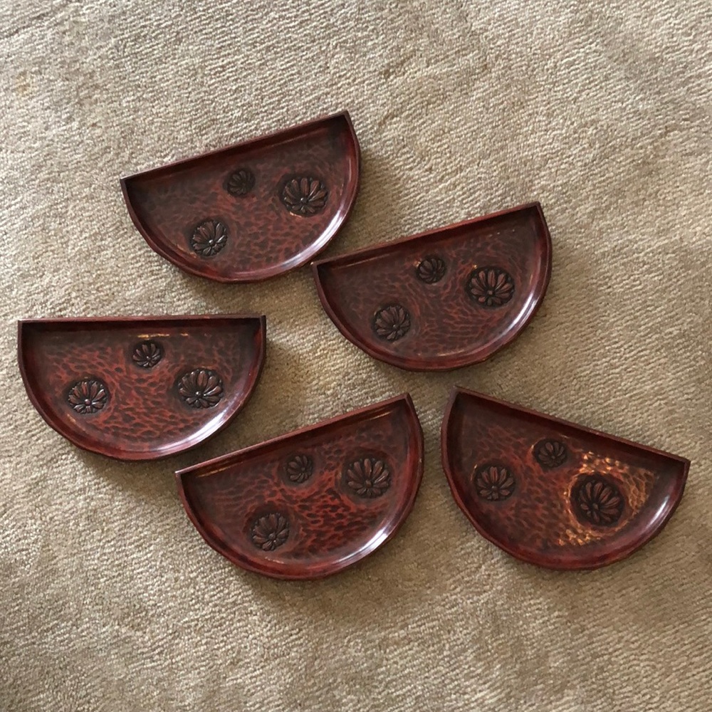 5 small wood Japanese vintage plate sets